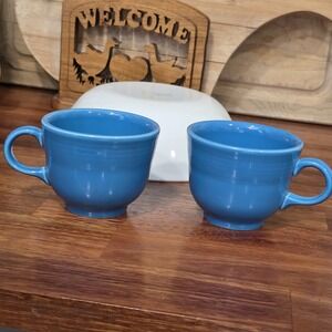 Homer Laughlin Fiesta Turquoise Blue Coffee Cup Mug Set‎ 2